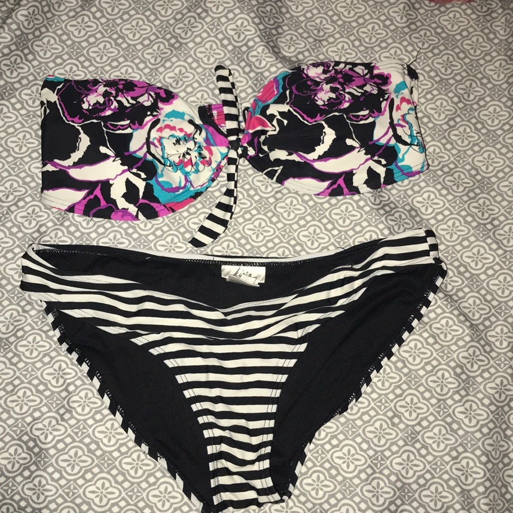 Stripped bathing suit bought at Pacsun